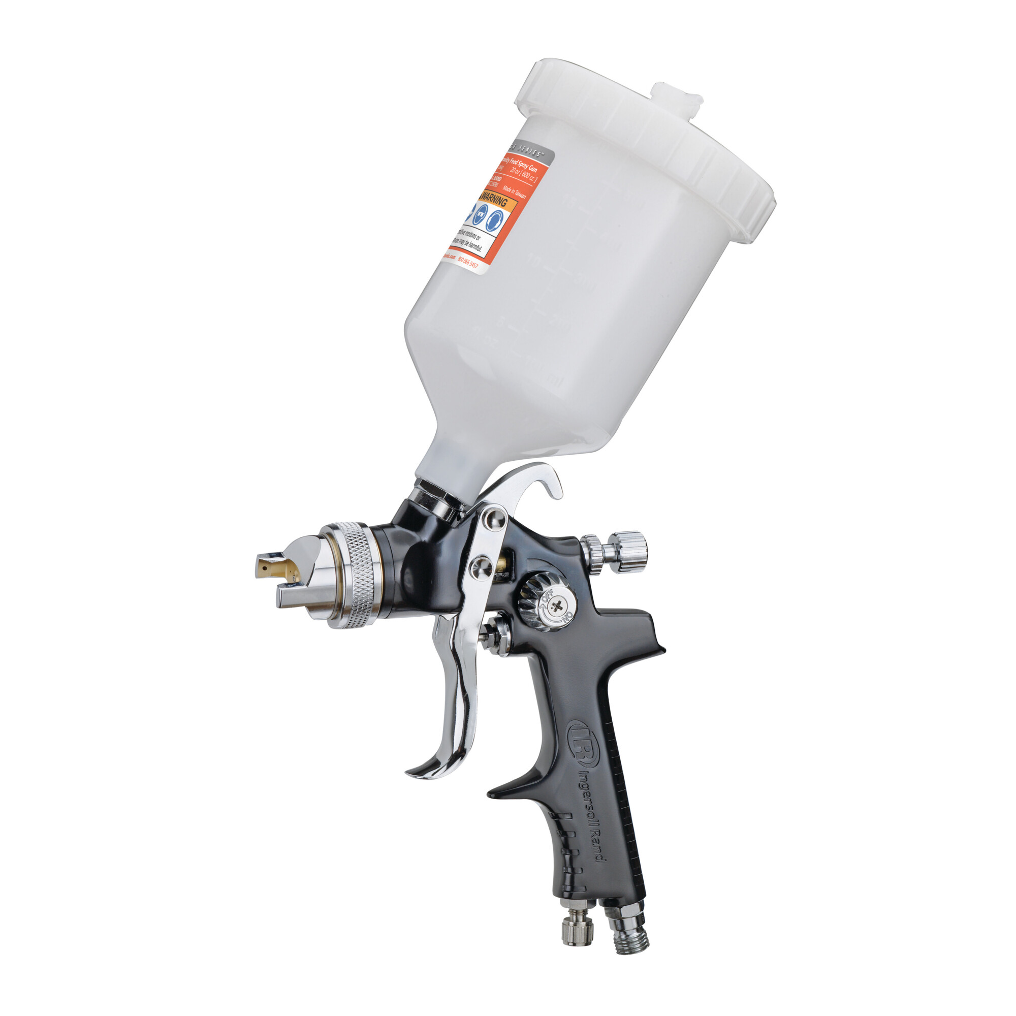 Ingersoll Rand Gravity Feed Spray Gun, 20 oz Cup Capacity, Paint, Lacquer, Stain, Adjustable, 2.6 lbs, 210G